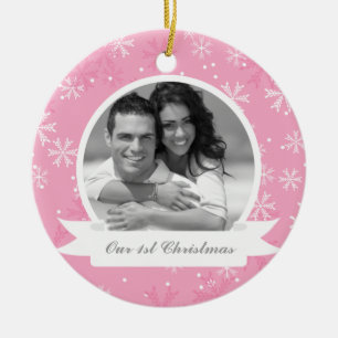 Rosa Schneeflocken Foto Keramikornament