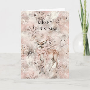 Rosa Schneeflocken Hirsch Weihnachten Karte