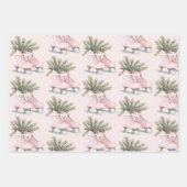 Rosa Schneeflocken Ice Skate Weihnachten Geschenkpapier Set (Vorderseite 3)