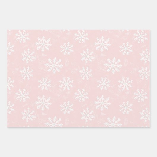 Rosa Schneeflocken Ice Skate Weihnachten Geschenkpapier Set (Vorderseite 2)