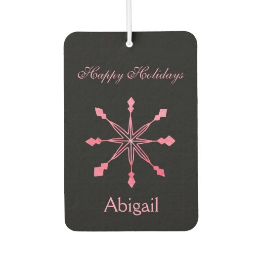 Rosa Schneeflocken im schwarzen Hintergrund Autolufterfrischer (Vorderseite)