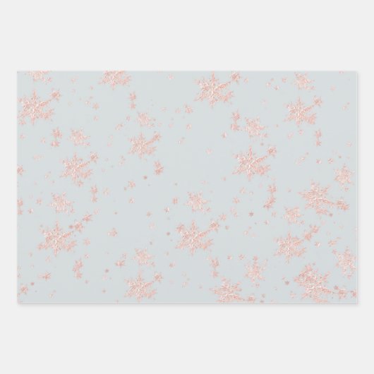 Rosa Schneeflocken in Grautönen Geschenkpapier Set (Vorderseite)