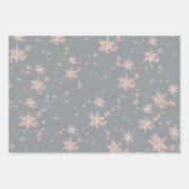 Rosa Schneeflocken in Grautönen Geschenkpapier Set (Vorderseite 3)