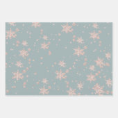 Rosa Schneeflocken in Schiefergrün Geschenkpapier Set (Vorderseite 2)