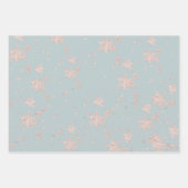 Rosa Schneeflocken in Schiefergrün Geschenkpapier Set (Vorderseite)