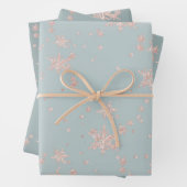Rosa Schneeflocken in Schiefergrün Geschenkpapier Set (Beispiel)