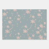 Rosa Schneeflocken in Schiefergrün Geschenkpapier Set (Vorderseite 3)
