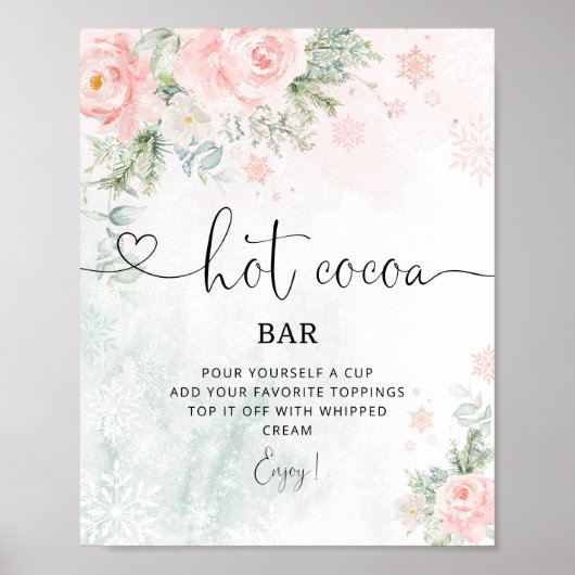 Rosa Schneeflocken Kakao Bar Poster (Vorne)