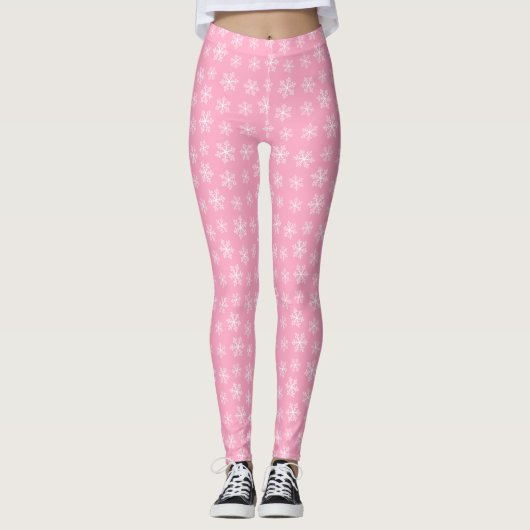 Rosa Schneeflocken Leggings (Vorderseite)
