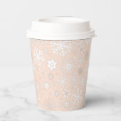 Rosa Schneeflocken mit einem Papier-Cup Pappbecher (Rückseite)