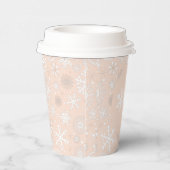 Rosa Schneeflocken mit einem Papier-Cup Pappbecher (Rechts)
