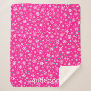 Rosa Schneeflocken Moderner Chic Individuelle Name Sherpadecke