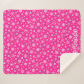 Rosa Schneeflocken Moderner Chic Individuelle Name Sherpadecke (Vorderseite (Horizontal))