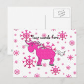 Rosa Schneeflocken Postkarte (Vorne/Hinten)