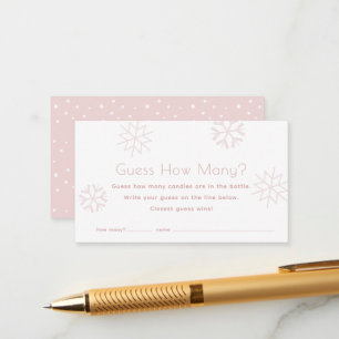 Rosa Schneeflocken raten wie viele Baby Showspiele Begleitkarte