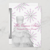 Rosa Schneeflocken Rosa Weiße Quinceanera Einladung (Vorne/Hinten)