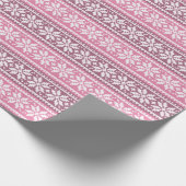 Rosa Schneeflocken Strickpullover Muster Winter Geschenkpapier (Ecke)