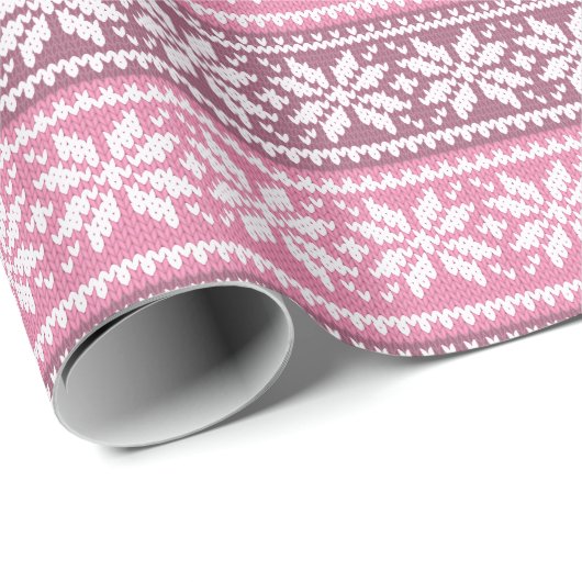 Rosa Schneeflocken Strickpullover Muster Winter Geschenkpapier (Rolleneckpunkt)
