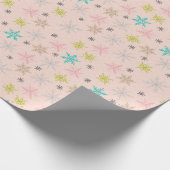Rosa Schneeflocken Türkisblaue Limette Grün Grau Geschenkpapier (Ecke)