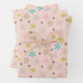 Rosa Schneeflocken Türkisblaue Limette Grün Grau Geschenkpapier Set (Beispiel)