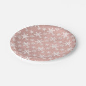 Rosa Schneeflocken Weihnachten Babydusche Party Pappteller (Schrägansicht)