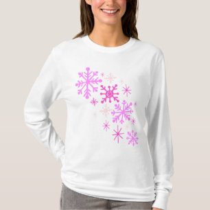 Rosa Schneeflocken Weihnachten Winter T - Shirt