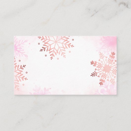 Rosa Schneeflocken Windeln Mädchen Babydusche Begleitkarte (Rückseite)