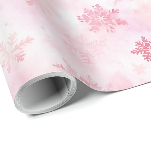 Rosa Schneeflocken Winter Geschenkpapier (Rolleneckpunkt)