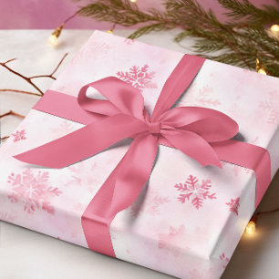 Rosa Schneeflocken Winter Geschenkpapier