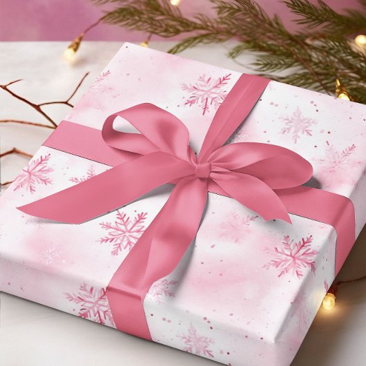 Rosa Schneeflocken Winter Geschenkpapier