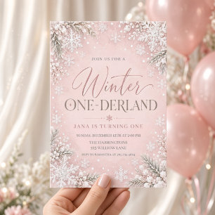 Rosa Schneeflocken-Winter-ONEderland-Erster Einladung
