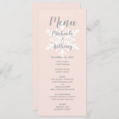 Rosa Schneeflocken Winterhochzeit Menükarte (Vorne/Hinten)