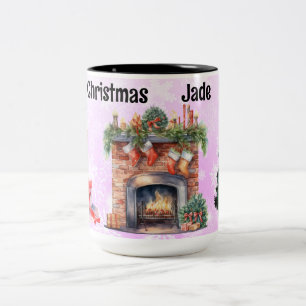 Rosa Schneeflocken Zweifarbige Tasse