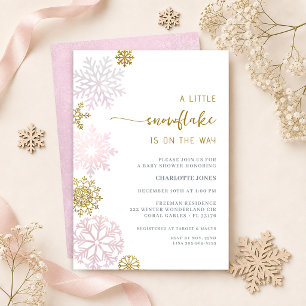 Rosa Schneeglöckchen Winter Wonderland Babyparty Einladung