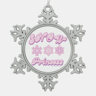Rosa Schneekönigin Schneeflocken Zinn-Ornament