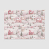 Rosa Schneelandschaft Winterdorf Weihnachtskulisse Seidenpapier (Vorderseite)
