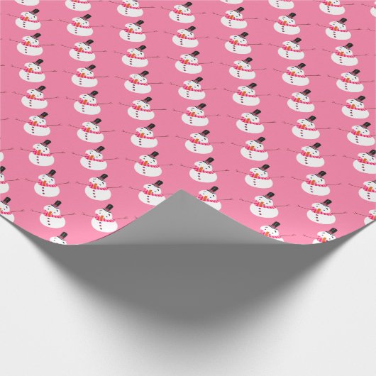 Rosa Schneemann, festlich Geschenkpapier (Ecke)