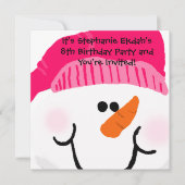 Rosa Schneemann Geburtstag Einladungen (Vorderseite)