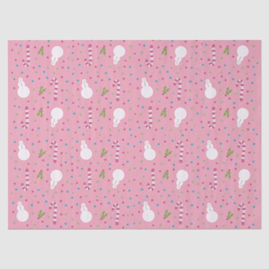 Rosa Schneemann-Geschenkpapier Seidenpapier (Vorderseite)