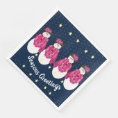 Rosa Schneemann mit dunkelblau Serviette (Ecke)