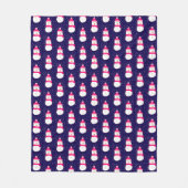 Rosa Schneemann mit Schneeflocken Fleecedecke (Vorderseite)