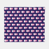 Rosa Schneemann mit Schneeflocken Fleecedecke (Vorderseite (Horizontal))