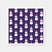 Rosa Schneemann mit Schneeflocken Serviette (Vorderseite)