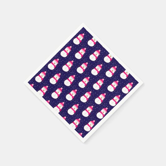 Rosa Schneemann mit Schneeflocken Serviette (Ecke)