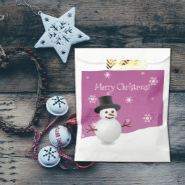 Rosa Schneemann Winterlandschaft Weihnachten Gefäl Geschenktütchen