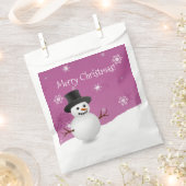 Rosa Schneemann Winterlandschaft Weihnachten Gefäl Geschenktütchen (Ausgeschnitten)