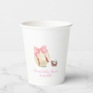 Rosa Schnuller Baseball Sport Mädchen Baby Shower Pappbecher