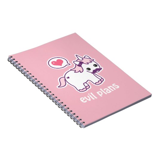 Rosa Schnurrbart-Einhorn Notizblock (Rechte Seite)