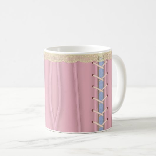 Rosa Schnürsenkel Corset Feminine Kaffeetasse (VorderseiteRechts)