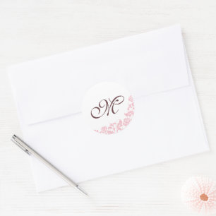 Rosa-Schnürsenkel Initialskriptmonogramm Runder Aufkleber